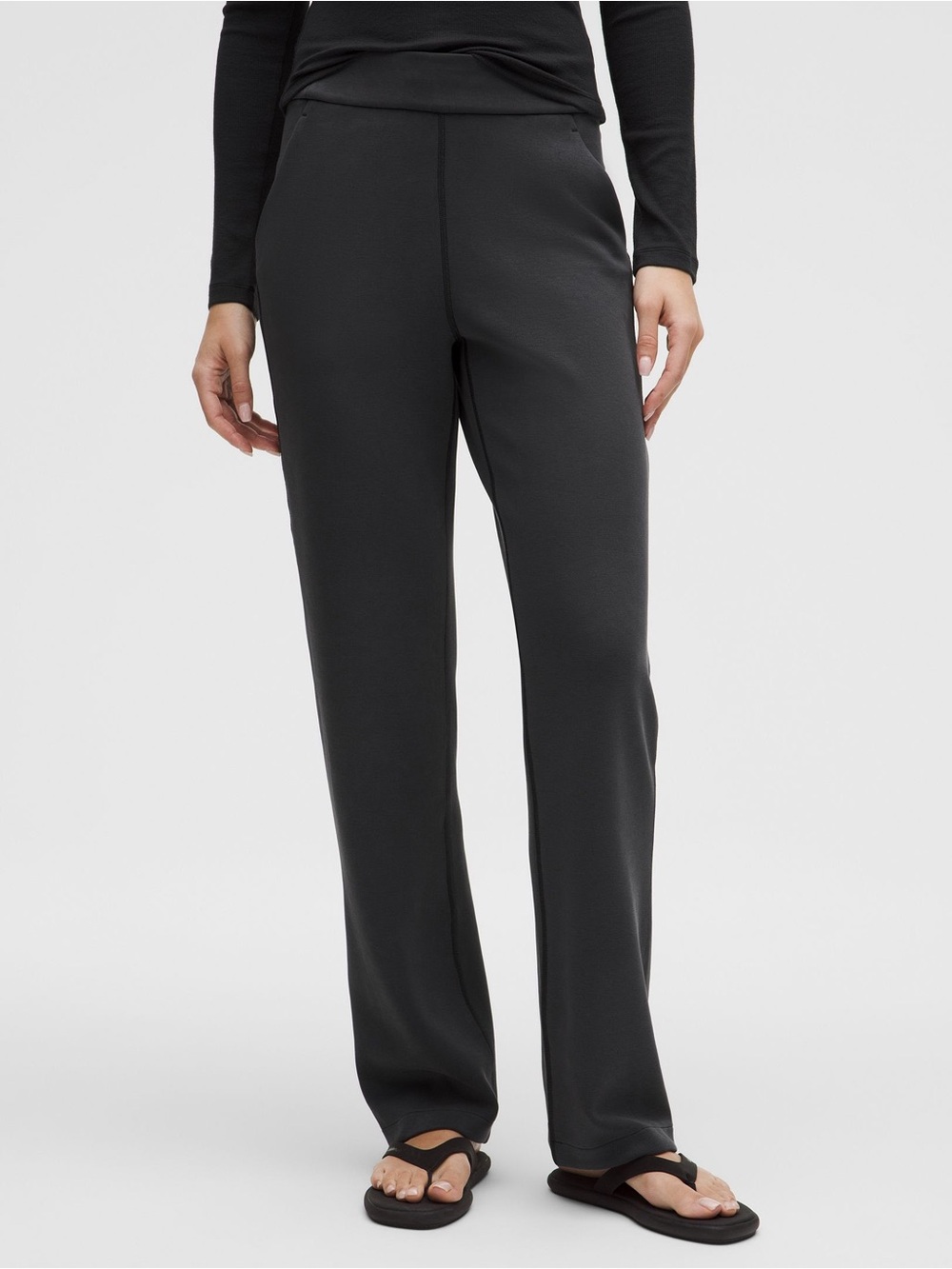 Lululemon Size M Softstreme High Rise Straight Leg Pant Black Dark Grey